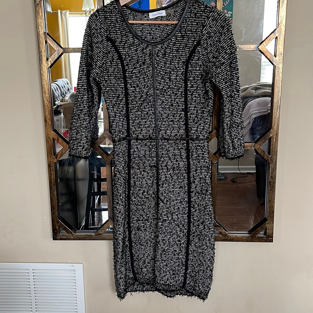 Calvin Klein Tweed dress with contrast piping